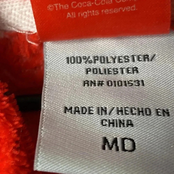 COCA COLA BEAR WOMENS SIZE MEDIUM ONE PIECE FOOTED HOODED PAJAMAS ZIP FRONT - Picture 7 of 11